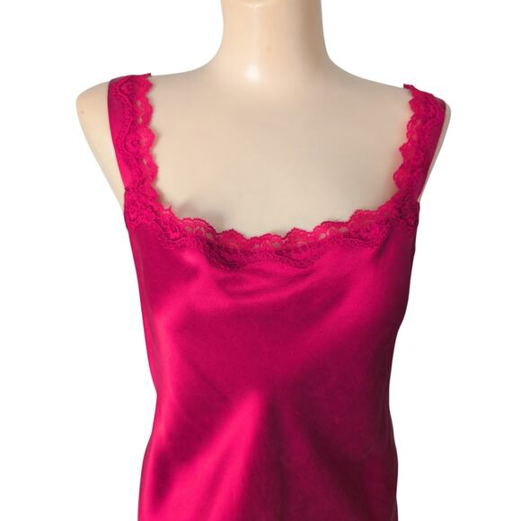 Vintage Olga Red Silk Slip Dress Large Lace Lingerie Y2K Coquette Romantic Fairy - Picture 3 of 6
